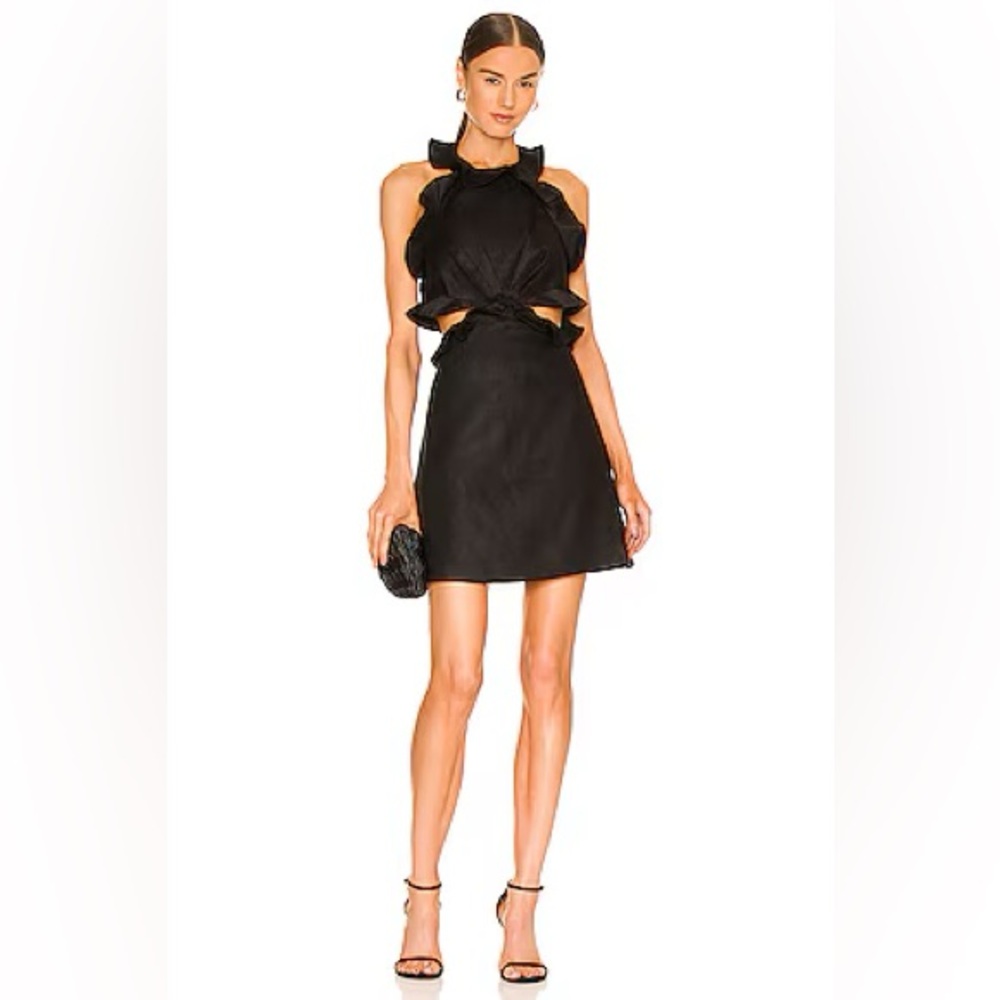 Zimmermann Postcard Tie Back Mini Dress in Black